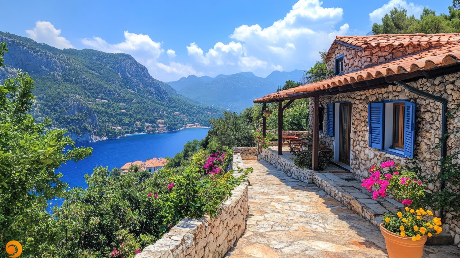 Charming stone house with a breathtaking view of assos, a picturesque fishing village nestled in the ionian sea
