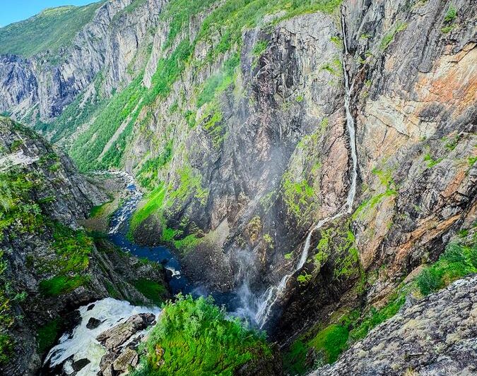 Vøringsfossen Waterfall in Måbødalen Valley, a popular natural attraction in Fjord Norway