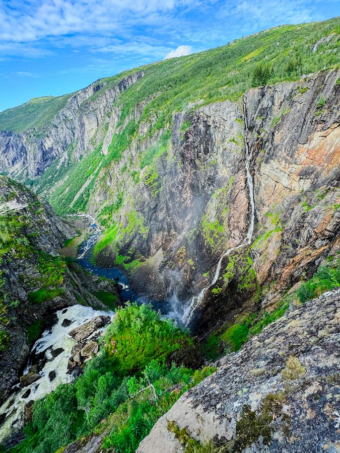Vøringsfossen Waterfall in Måbødalen Valley, a popular natural attraction in Fjord Norway