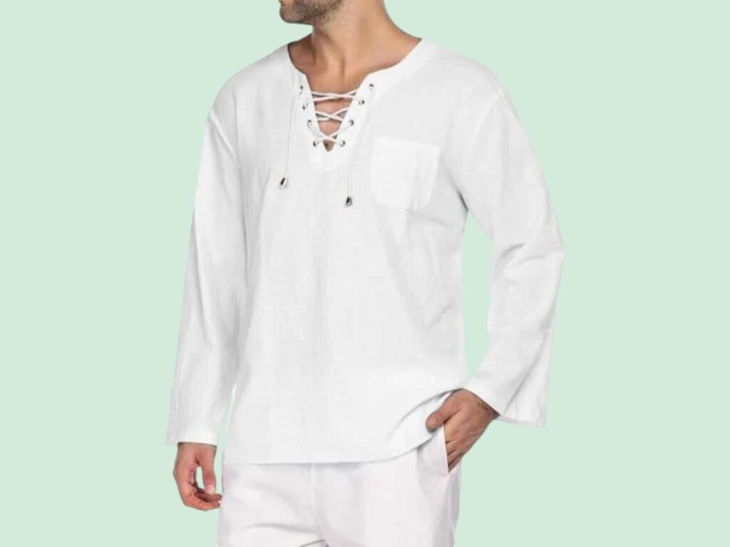 White linen shirt from COOFANDY