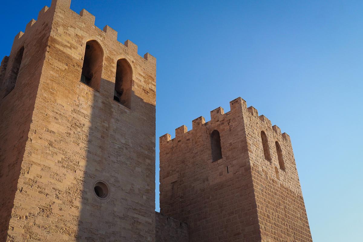 Abbaye Saint-Victor Marseille limestone towers clear blue sky historic landmark