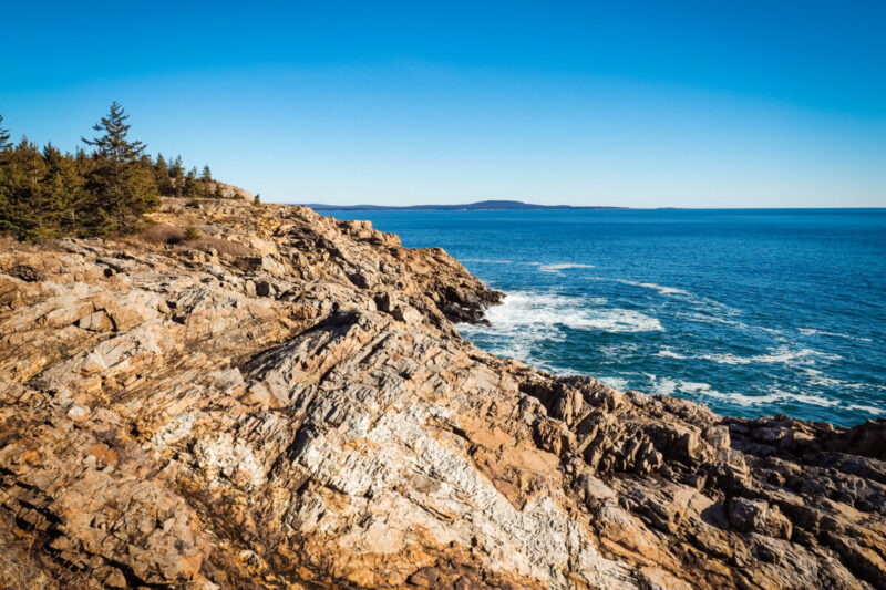 Shoreline of Bar Harbor in Acadia National Park, Maine