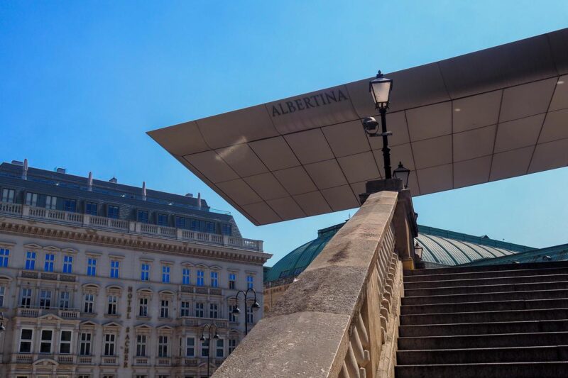 Albertina Museum entrance in Vienna showcasing stunning art and historic architecture