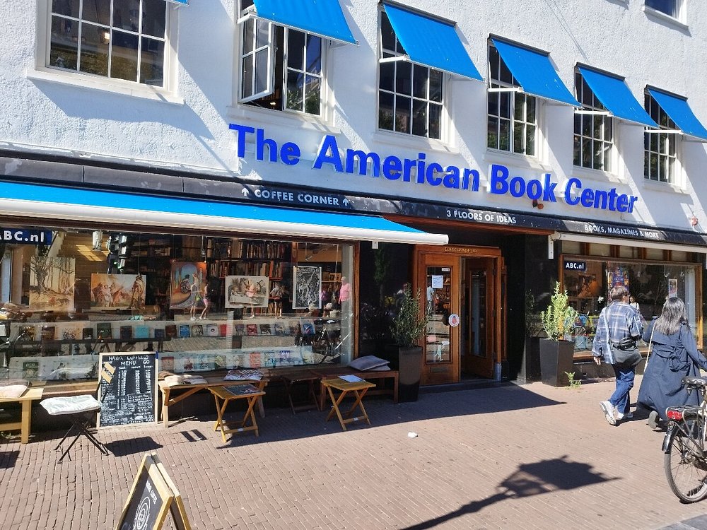The American Book Center storefront, one of the popular shops in Amsterdam.