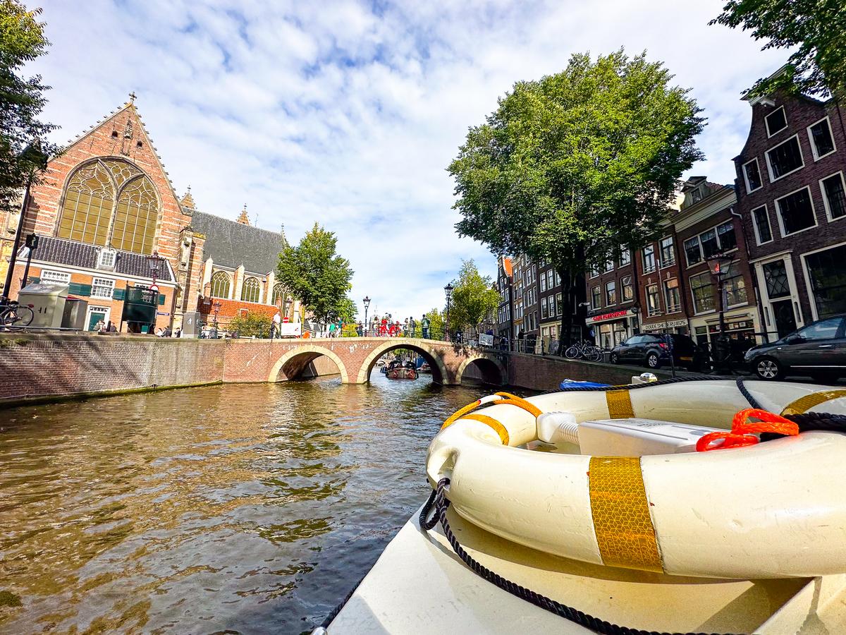 Amsterdam canal cruise with historic cityscape views