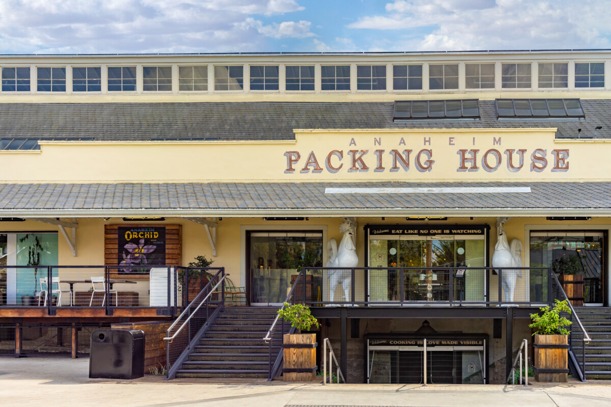 Front and exterior of Anaheim Packing House in Anaheim, California
