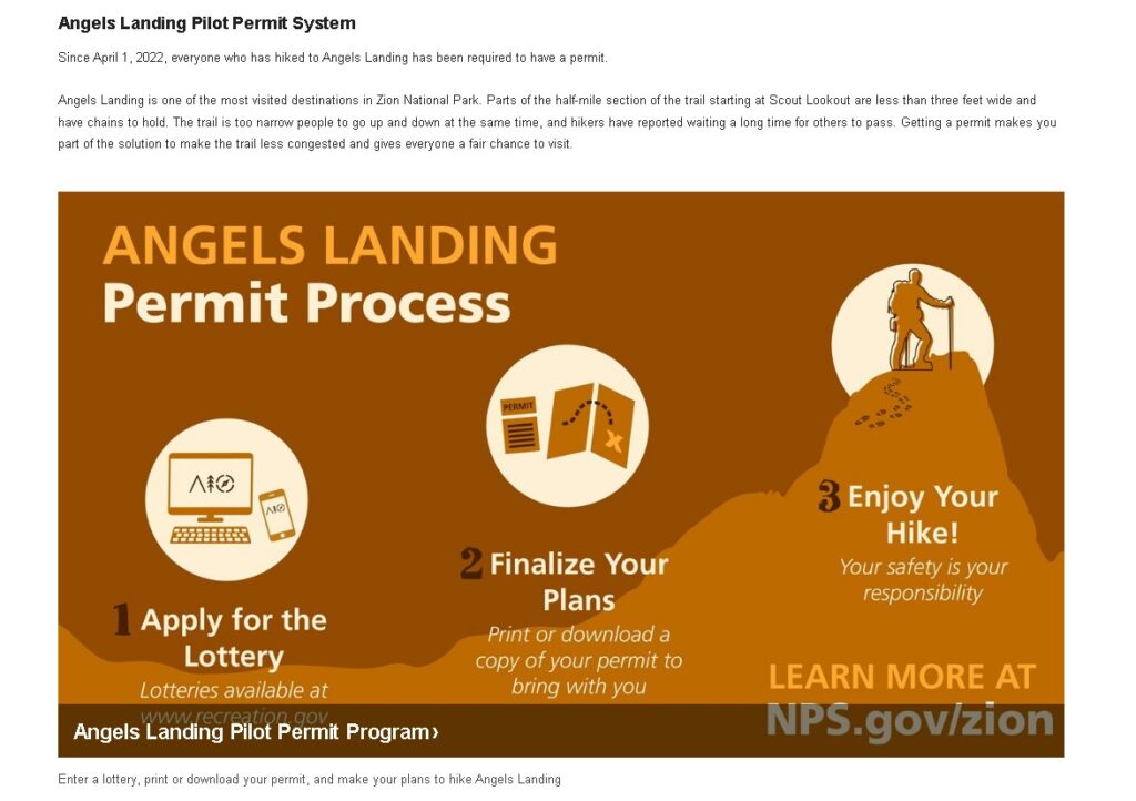 Angels Landing Permit Steps Guide from National Park Service (.gov)