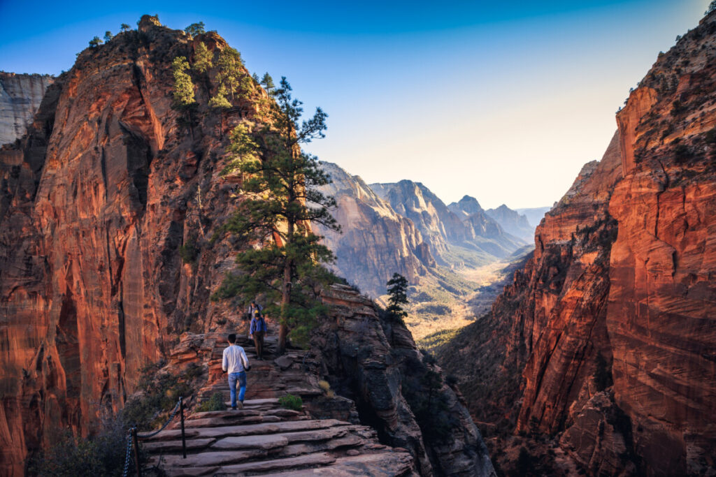Hikers in Zion National Park's Angels Landing Trail