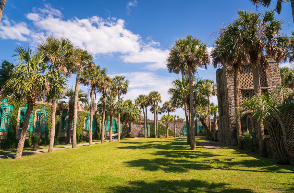 Atalaya Castle and castle grounds in Huntington Beach State Park, South Carolina