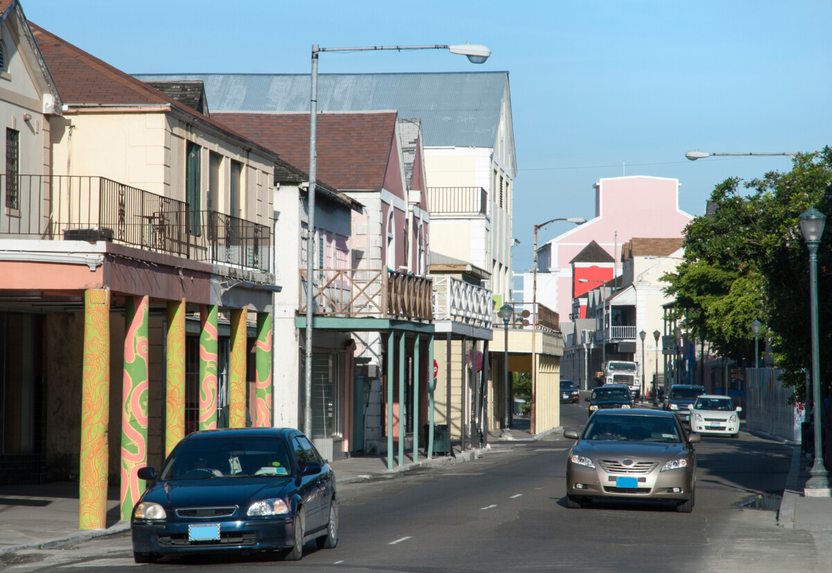 Shoppers and pedestrians along Bay Street in downtown Nassau