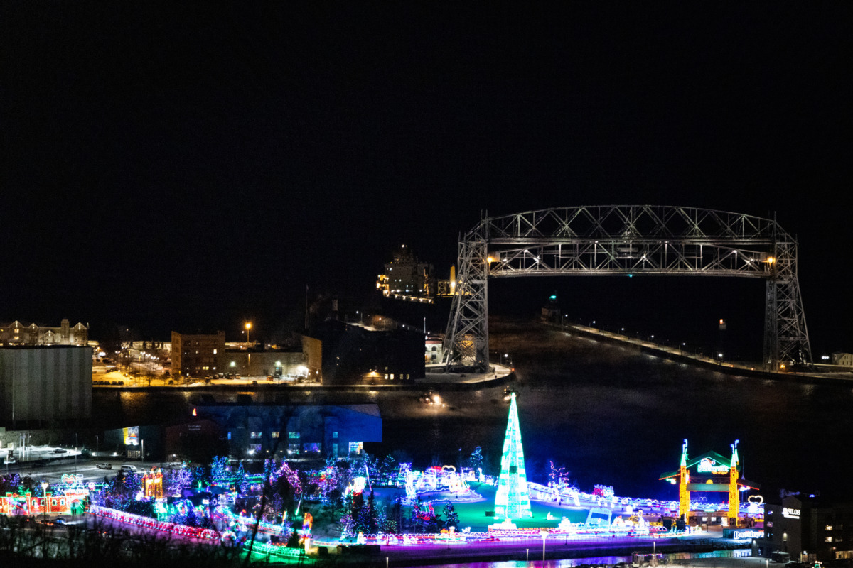 Bentleyville Christmas Lights rom afar in Bentleyville