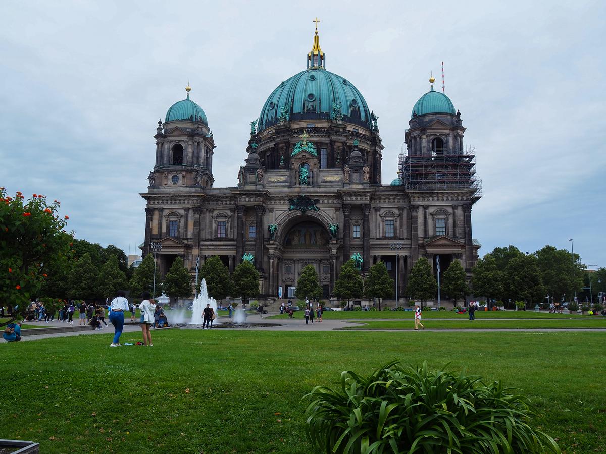 Berliner Dom Cathedral with lush greenery in Berlin