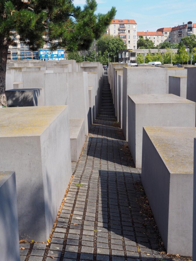 Reflective path at Holocaust Memorial in Berlin