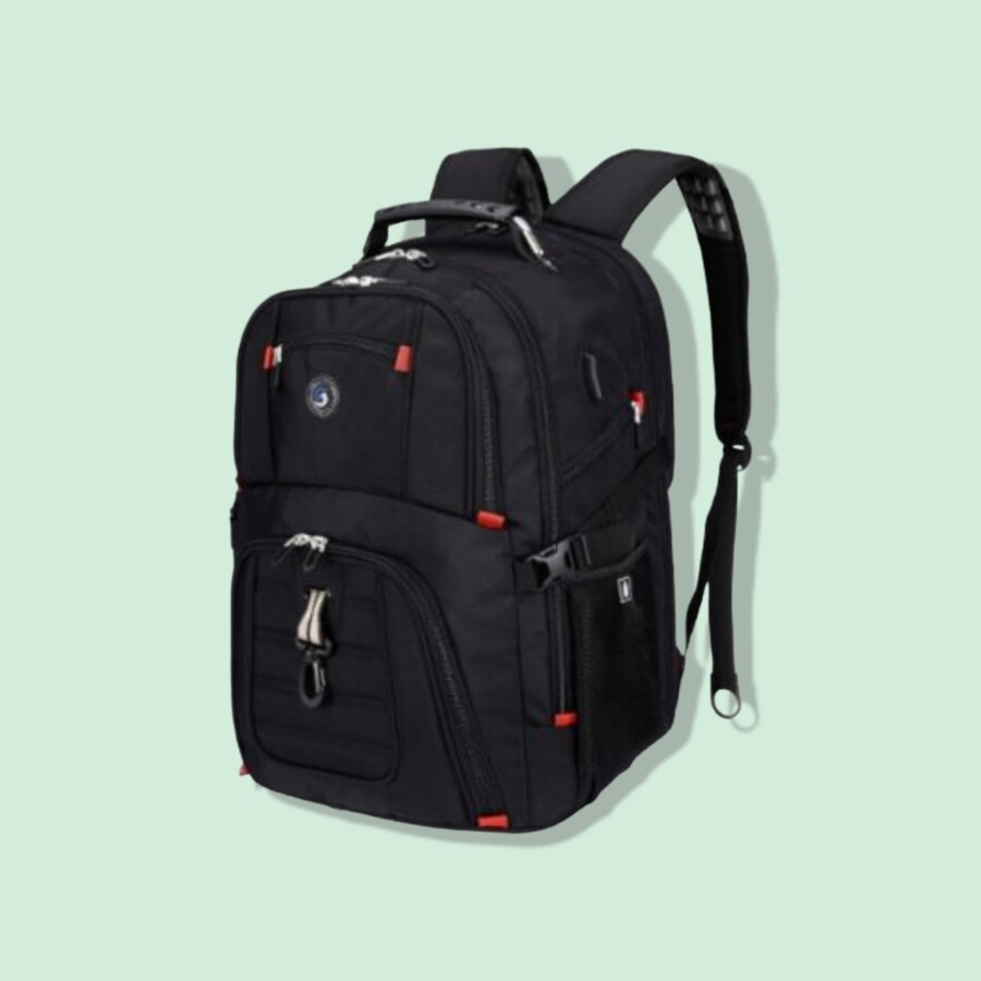 A stylish and practical backpack for travel in color black