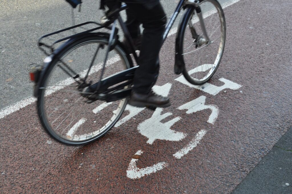 Cycling on a bike lane