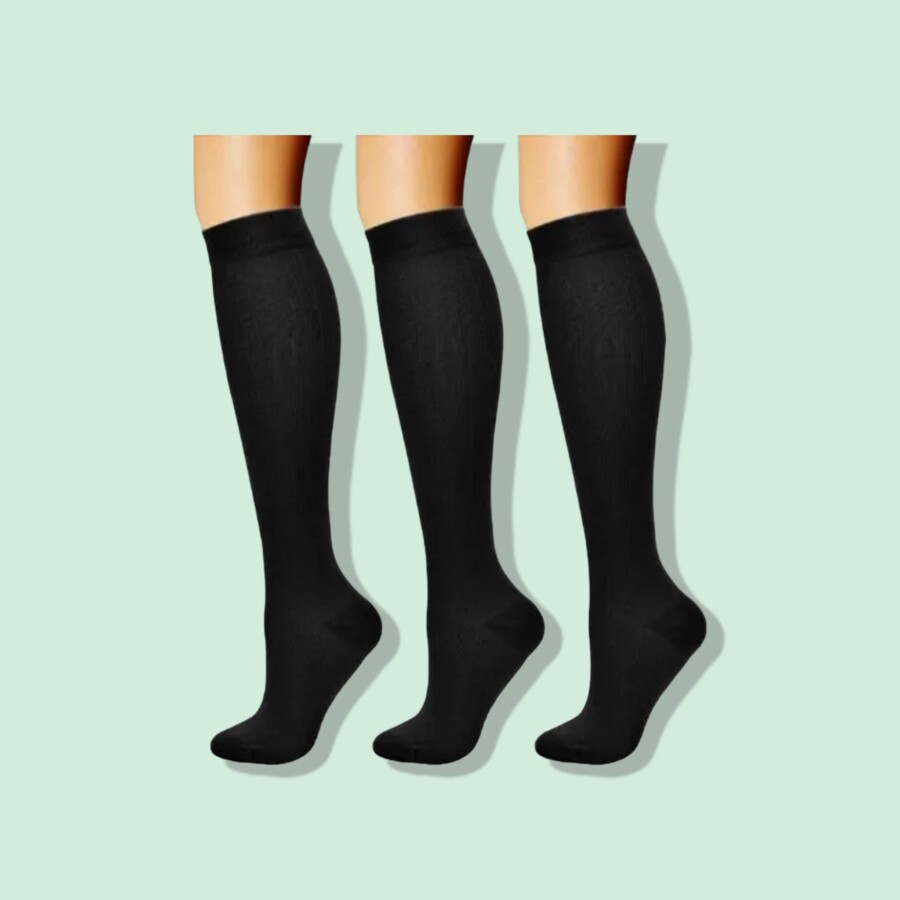 Set of color black compression socks