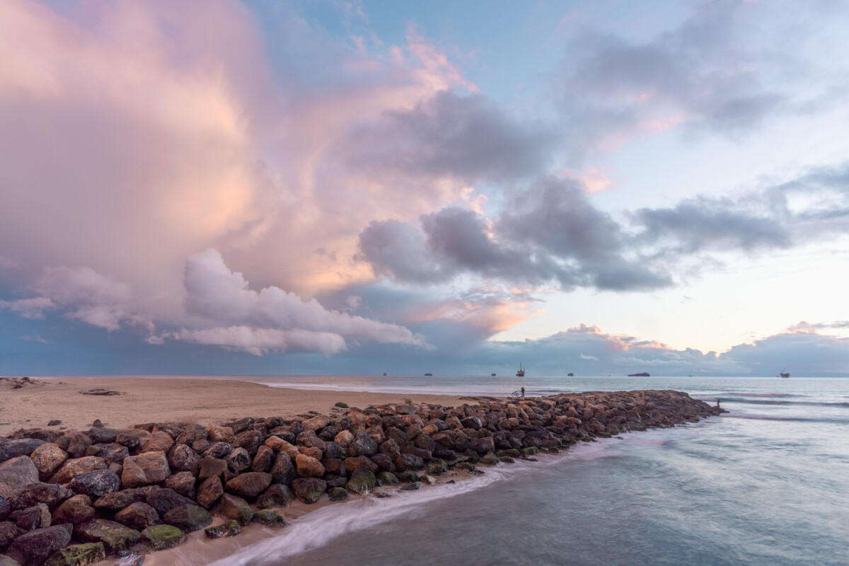 Bolsa Chica Beach Bolsa Chica State Beach Glowing Sunset Clouds