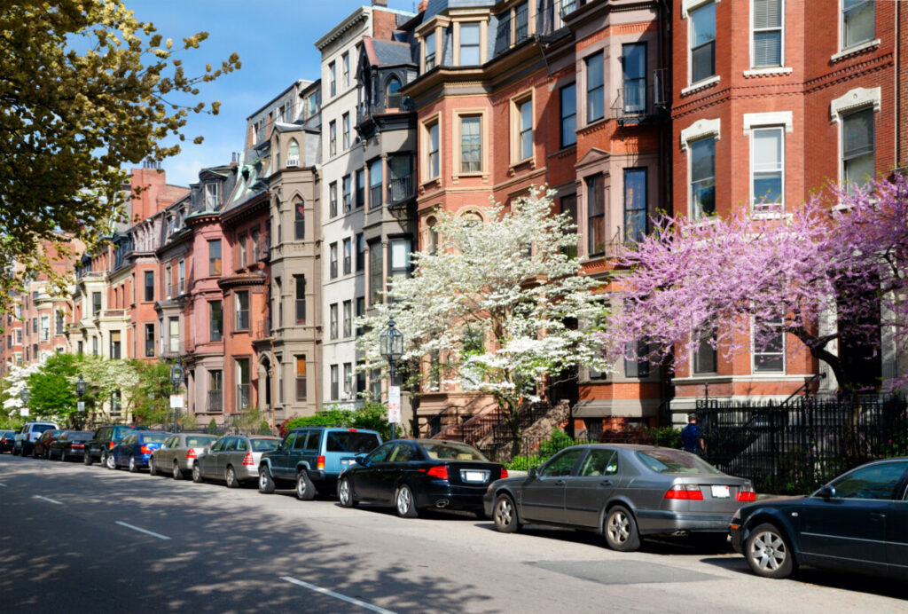 Cars on a street in Boston, Massachusetts