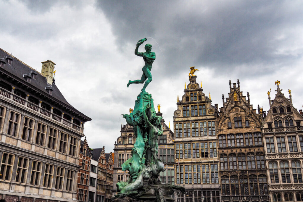 Historic Brabo's Monument and Guild Houses, Antwerp