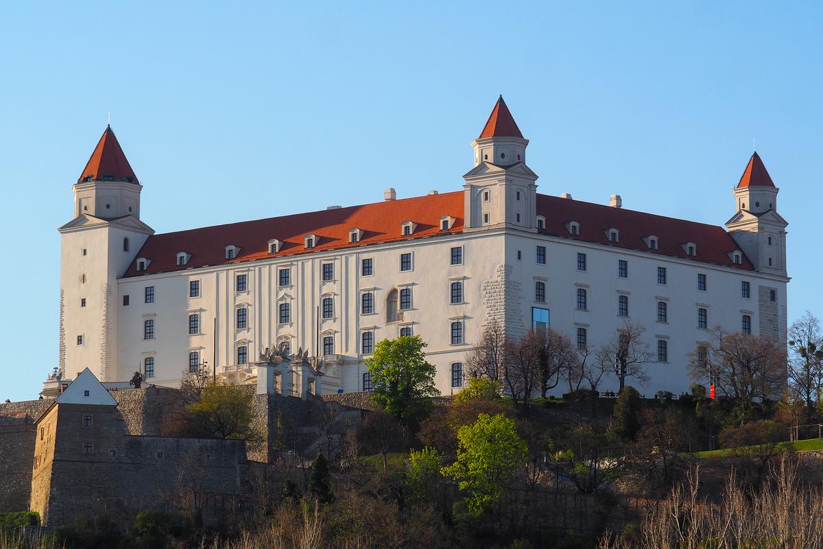 Bratislava Castle overlooking the Danube River, Slovakia's iconic historical landmark