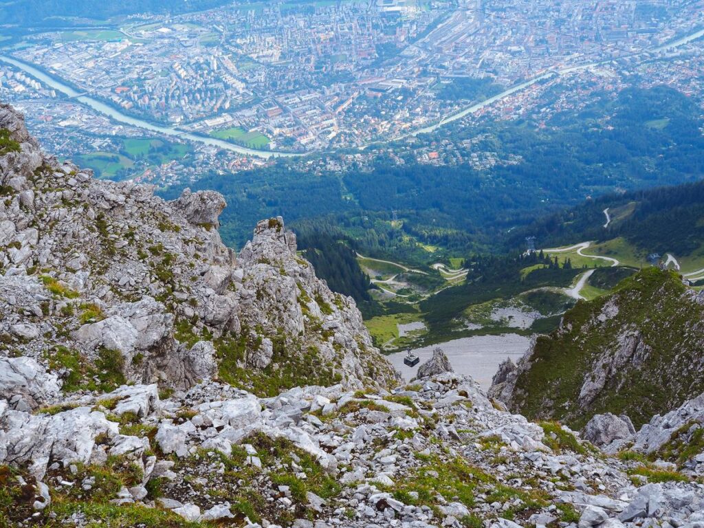 Innsbruck and the Inn Valley viewed from the Nordkette
