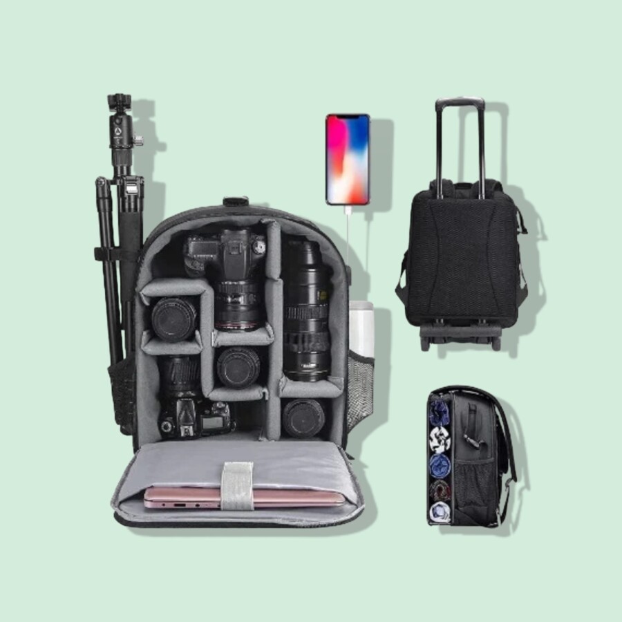 CADeN Camera Roller Bag in Color Black