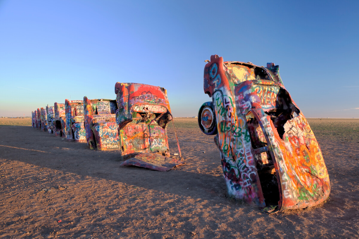 Car Art Installation at Cadillac Ranch Route 66 in Amarillo, Texas