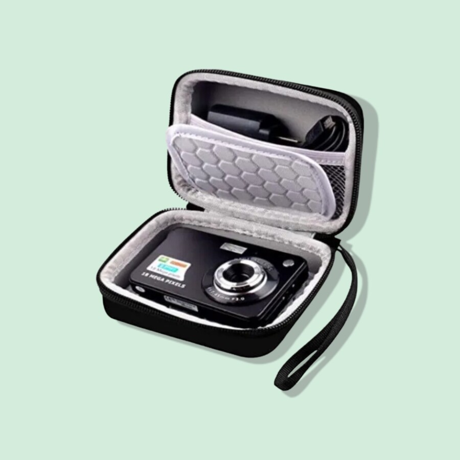 Camera pouch with camera inside for travel 