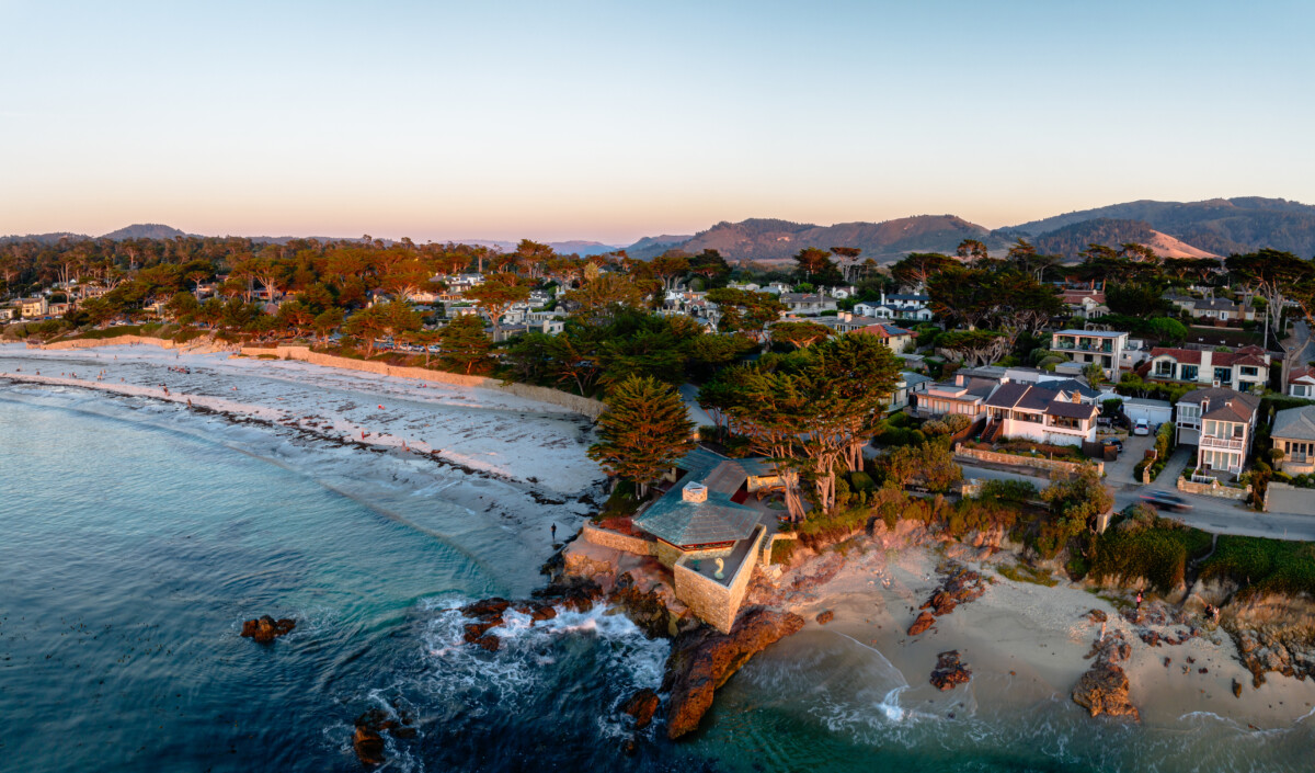 drone view of Carmel by the sea, California
