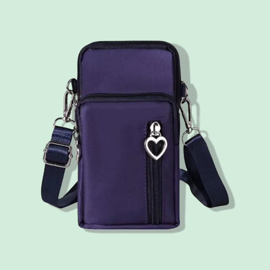 Color blue cellphone bag with hear shape zipper slider 