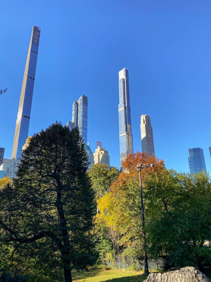 Autumn in NYC: Central Park view with skyscrapers