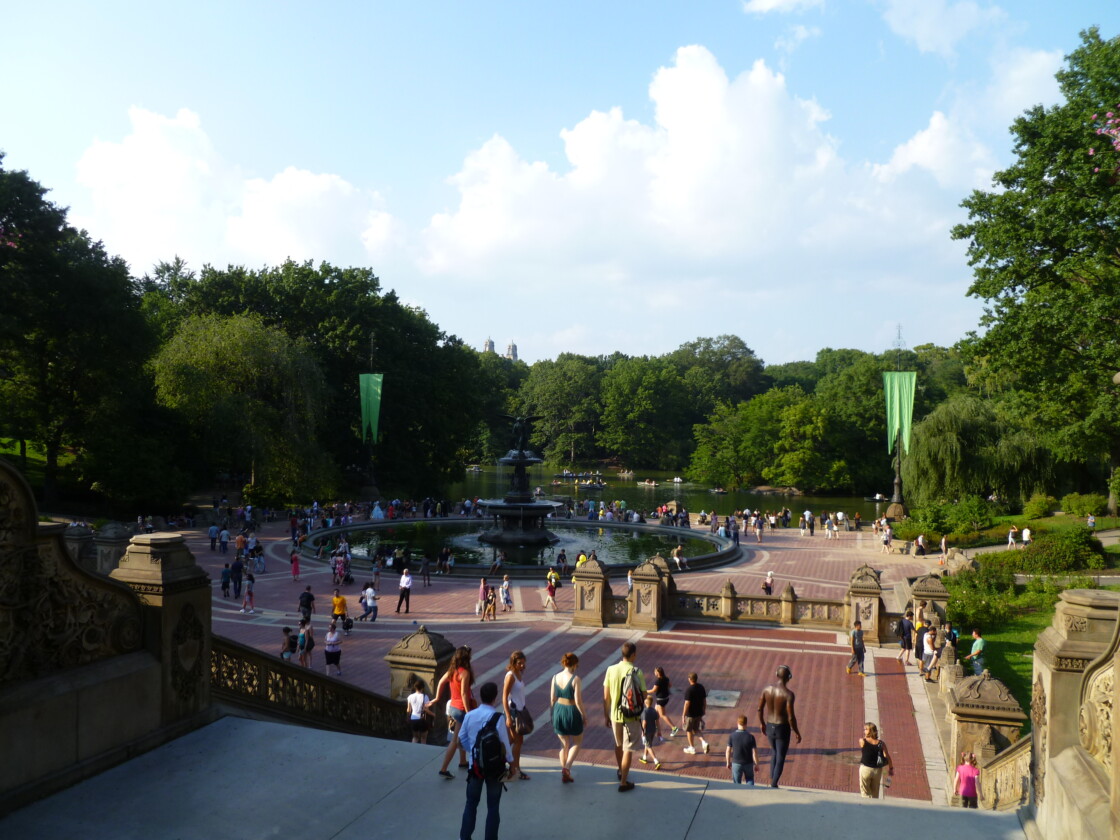 People walking in Central Park, New York on a sunny day