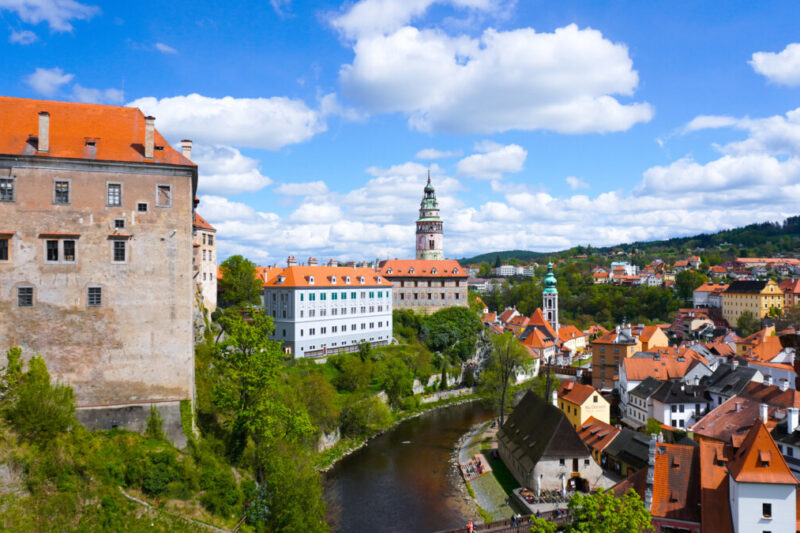 Aerial view of the Cesky Krumlov Town in Czech Republic