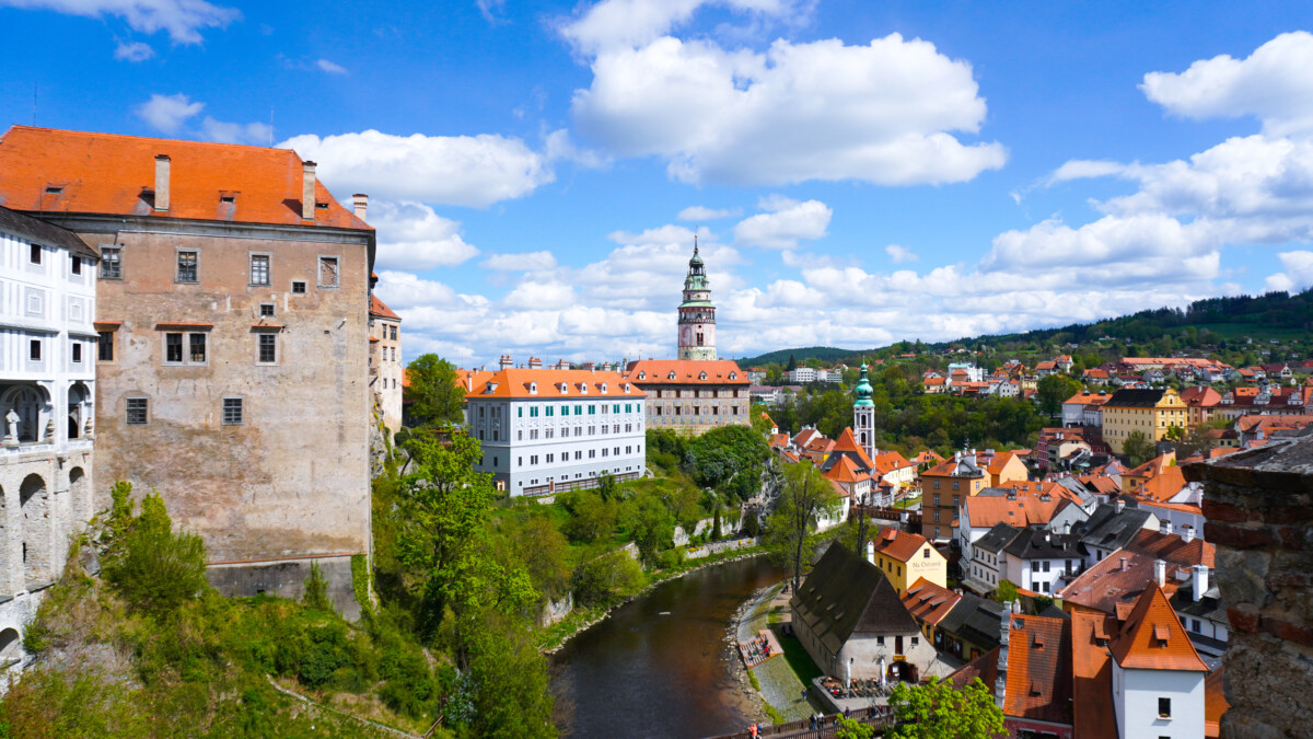 Aerial view of the Cesky Krumlov Town in Czech Republic