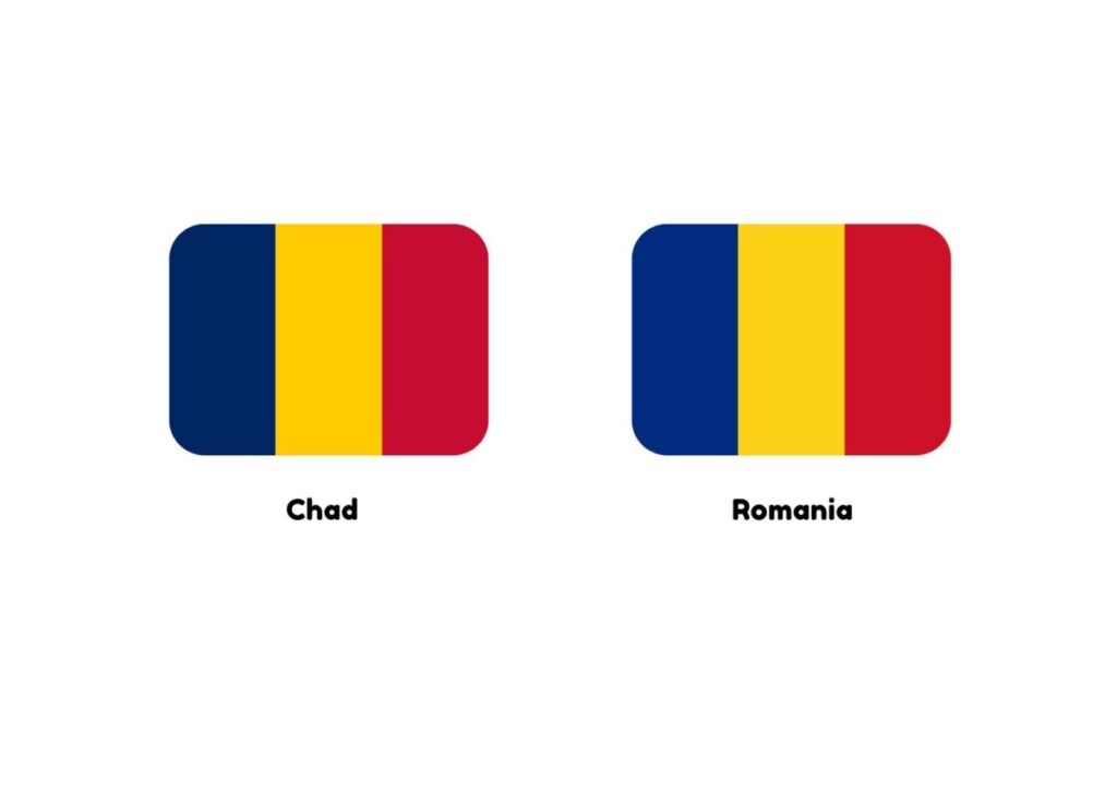 Chad and Romania Flags Comparison