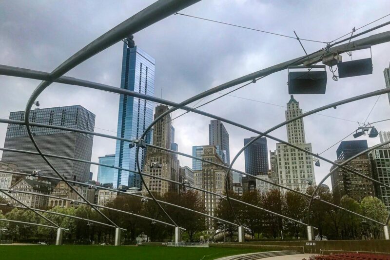 Chicago skyline view from Millennium Park's Pritzker Pavilion - urban splendor (source: [Yoast](https://yoast.com/image-seo-alt-tag-and-title-tag-optimization/))