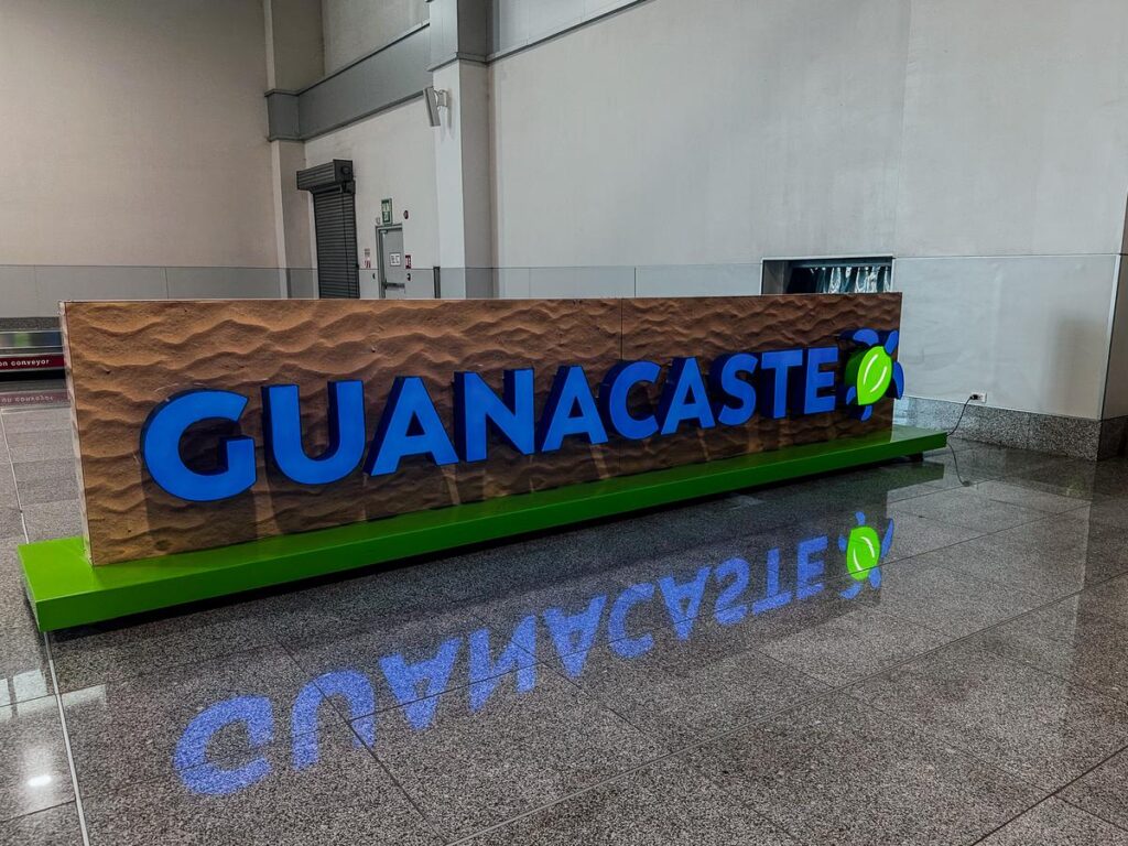 Colorful Guanacaste welcome sign at Liberia International Airport