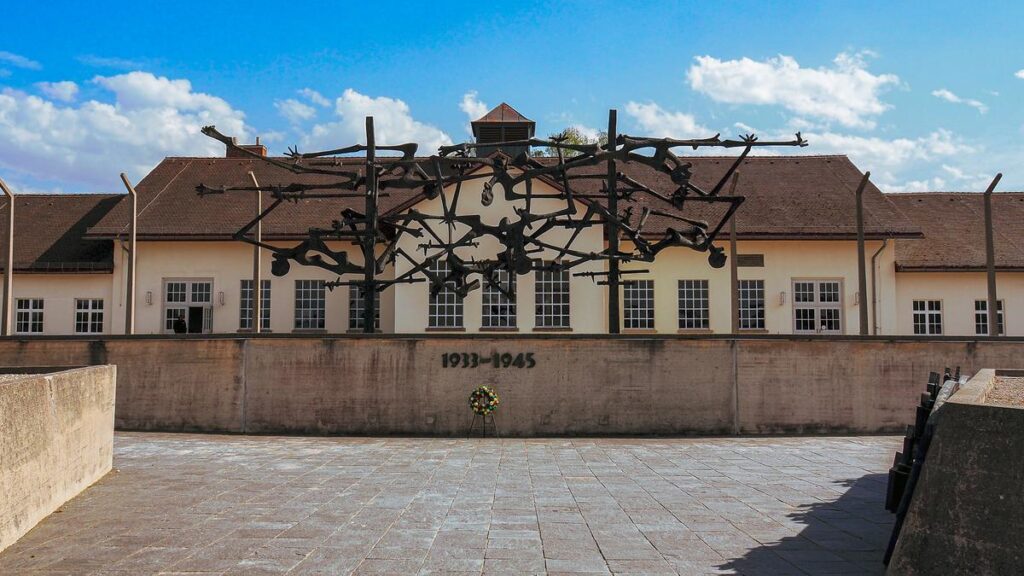 International memorial sculpture in the courtyard of Dachau Concentration Camp Memorial Site