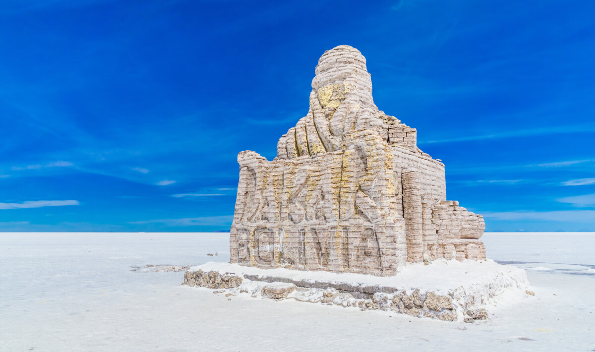 Dakar Bolivia Monument at Salar De Uyuni in southwest Bolivia