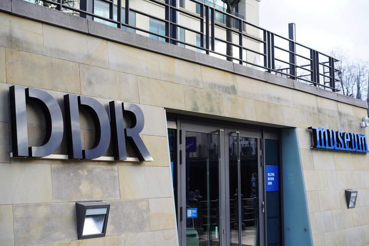 DDR sign and entrance of the DDR Museum in Berlin, Germany