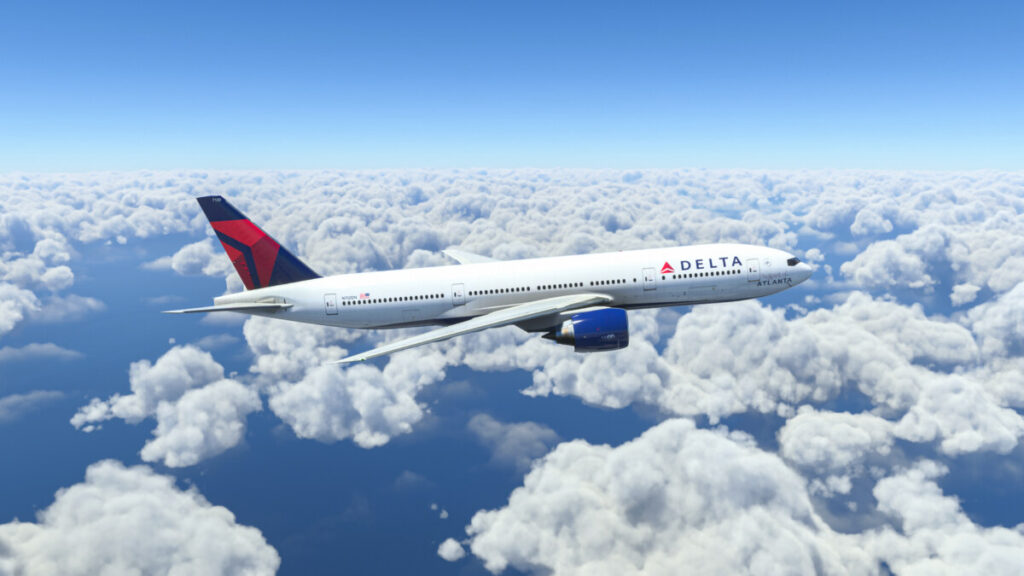 Boeing 777 Delta Airlines Plane in the Sky