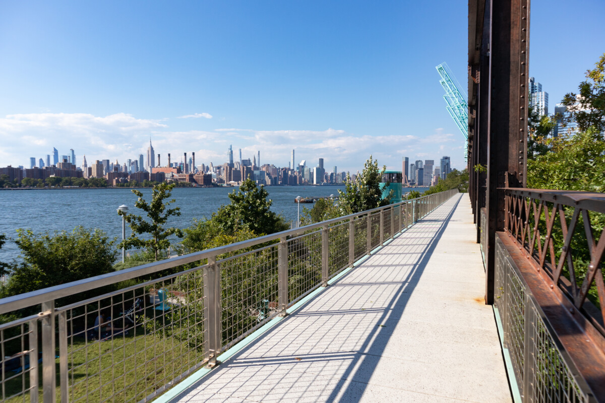 Walkway at Domino Park in Williamsburg Brooklyn, New York City