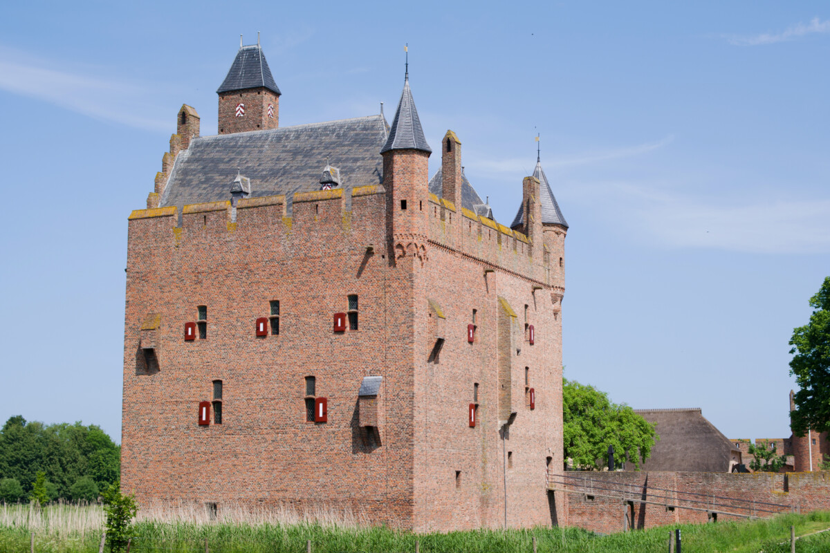 Medieval Doornenburg Castle with its outer ward in Gelderland
