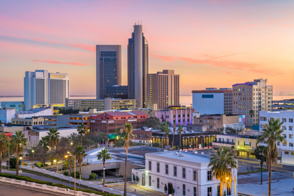 Sunset view in Downtown Corpus Christi, Texas