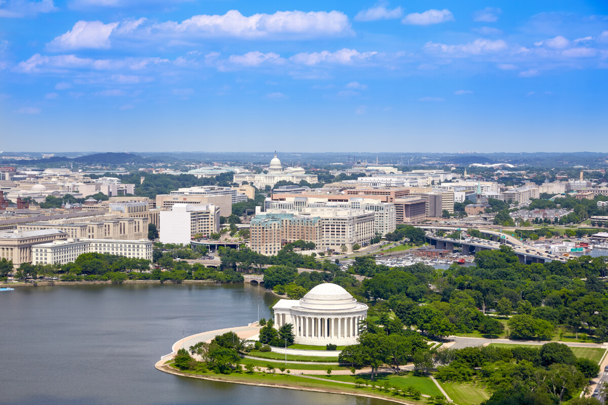 Aerial view of Downtown Washington DC