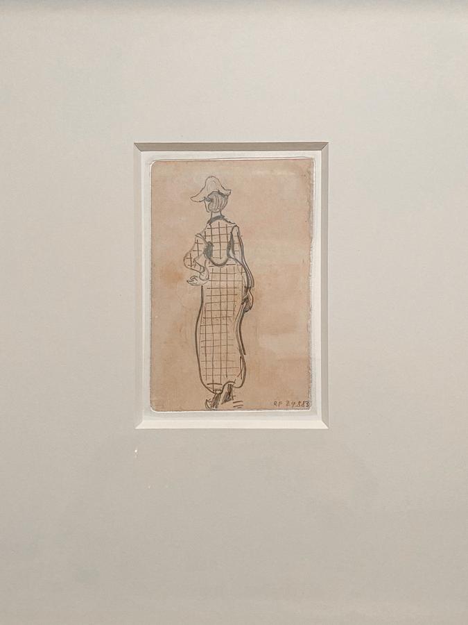 Drawing by Vincent van Gogh, pencil and ink figure in period attire