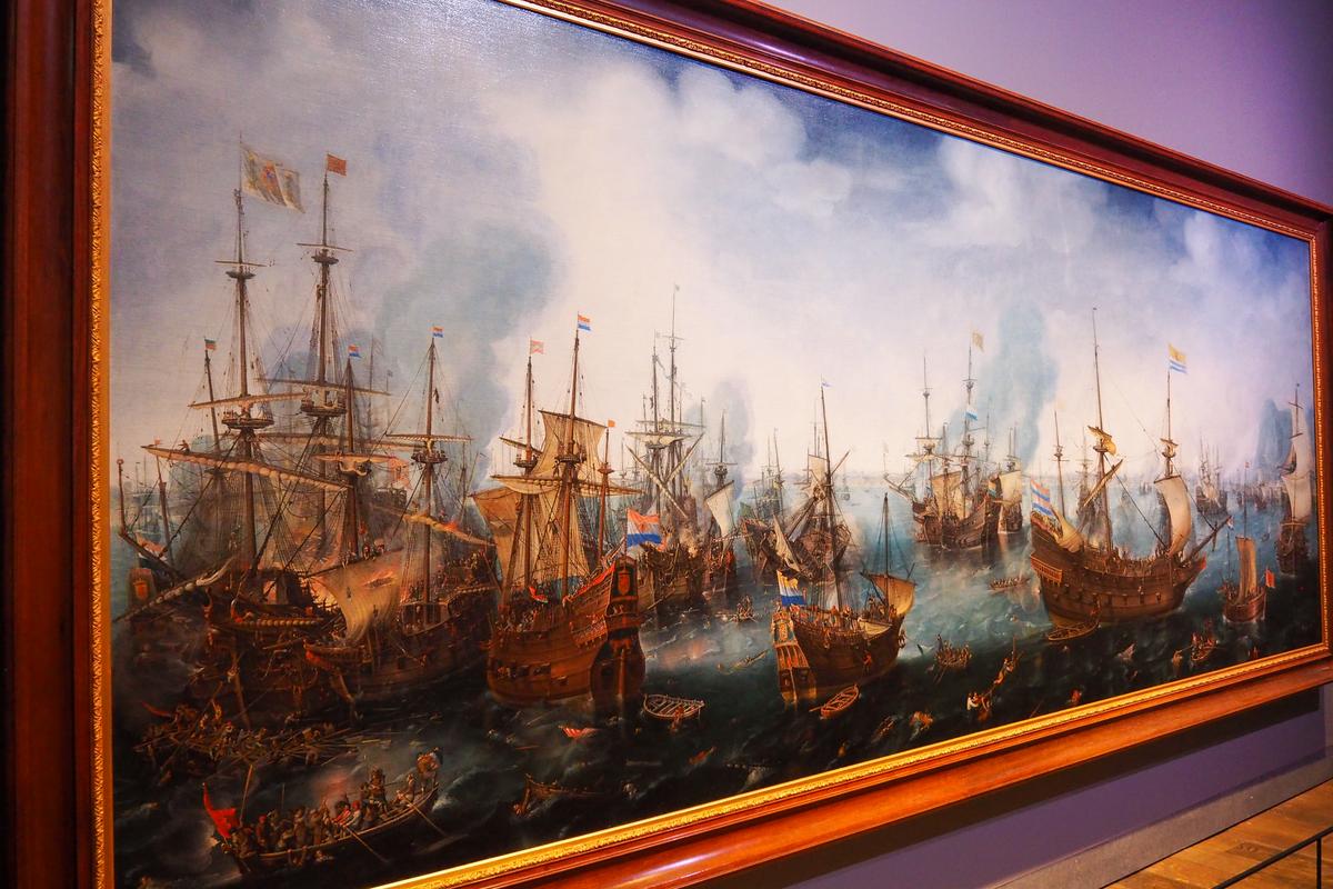 Dutch naval battle painting at the National Maritime Museum Amsterdam