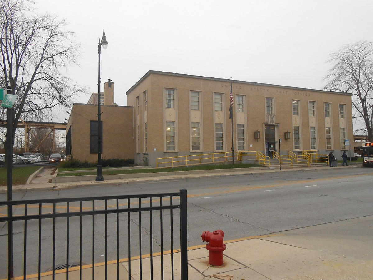 Englewood Post Office, Chicago overlapping
former site of H. H. Holmes' Murder Castle
