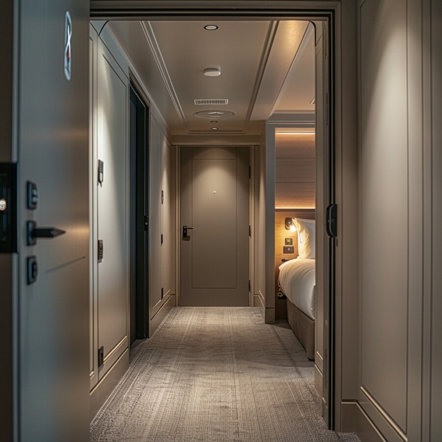Entryway to a Hotel Room with Adjoining Door