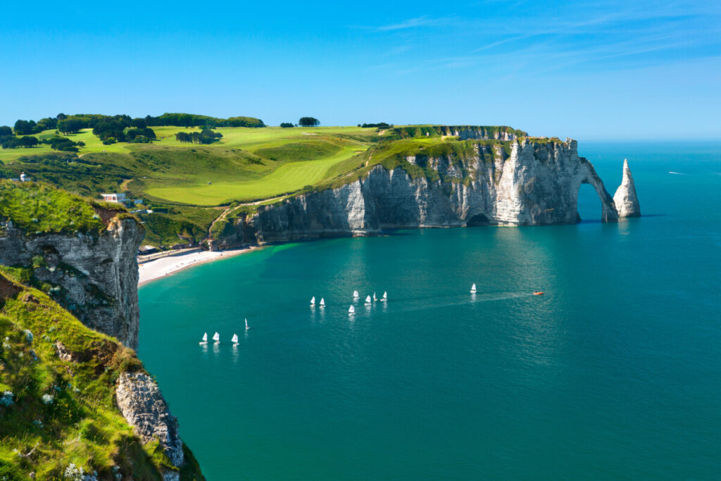 Aerial view of Étretat, France
